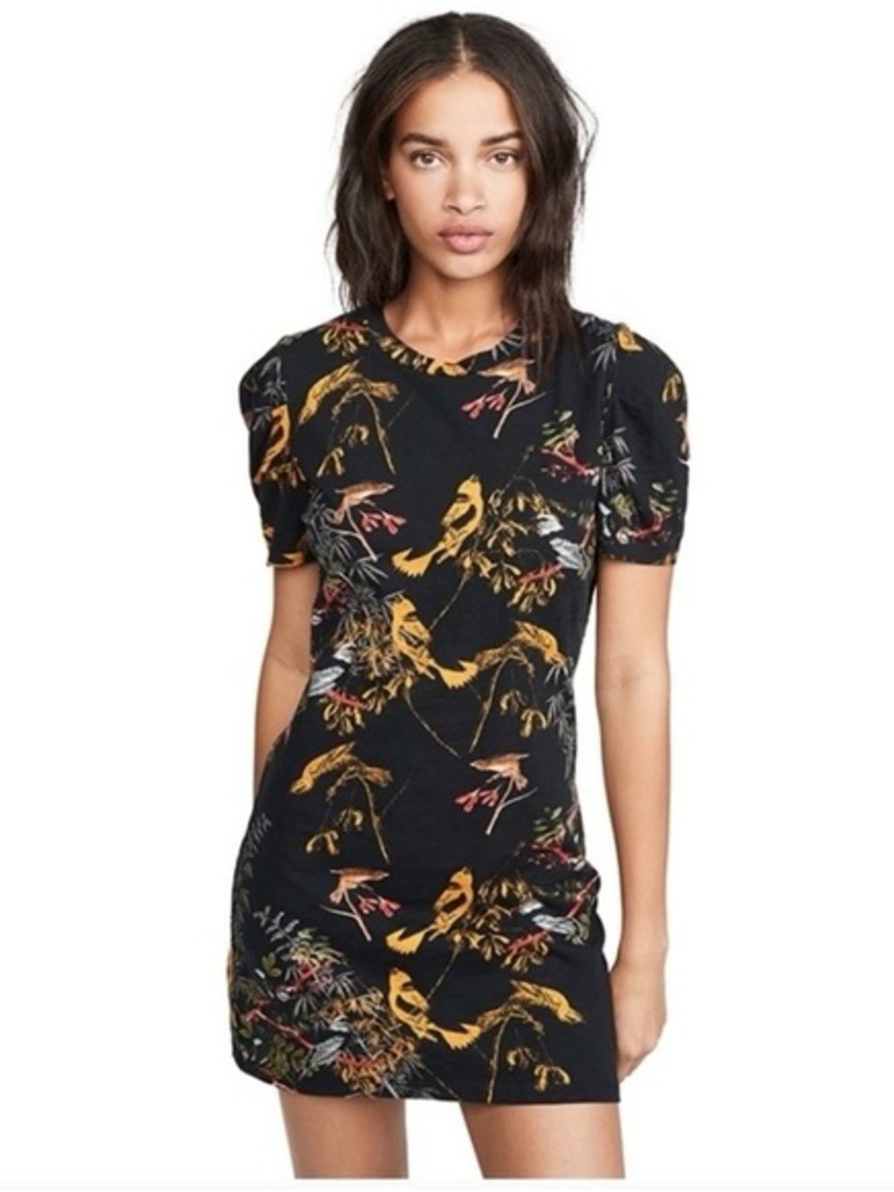 Pam & Gela Cotton BlackBird Puff Sleeve Mini Dress Medium Excellent Condition.
